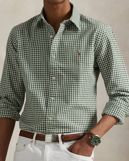 CAMISA CUSTOM FIT OXFORD GINGHAM SHAMROCK/WHITE