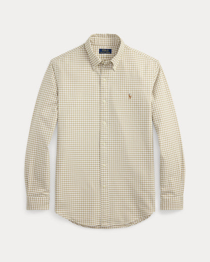CAMISA CUSTOM FIT OXFORD GINGHAM COASTAL BEIGE