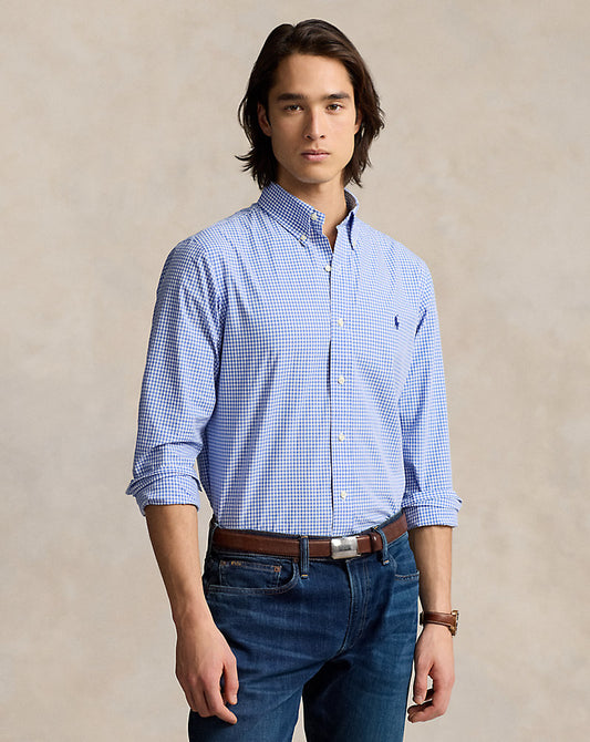 CAMISA CUSTOM FIT POPELINA STRETCH CORE BLUE CHECKED