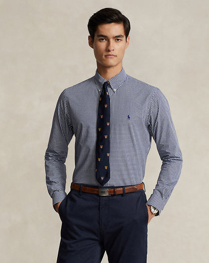 CAMISA EN POPELINA STRETCH CUADROS NAVY