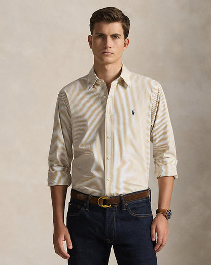 CAMISA CUSTOM FIT POPELINA STRETCH COASTAL BEIGE