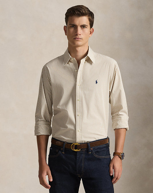 CAMISA CUSTOM FIT POPELINA STRETCH COASTAL BEIGE