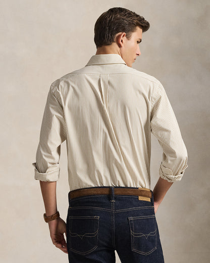 CAMISA CUSTOM FIT POPELINA STRETCH COASTAL BEIGE
