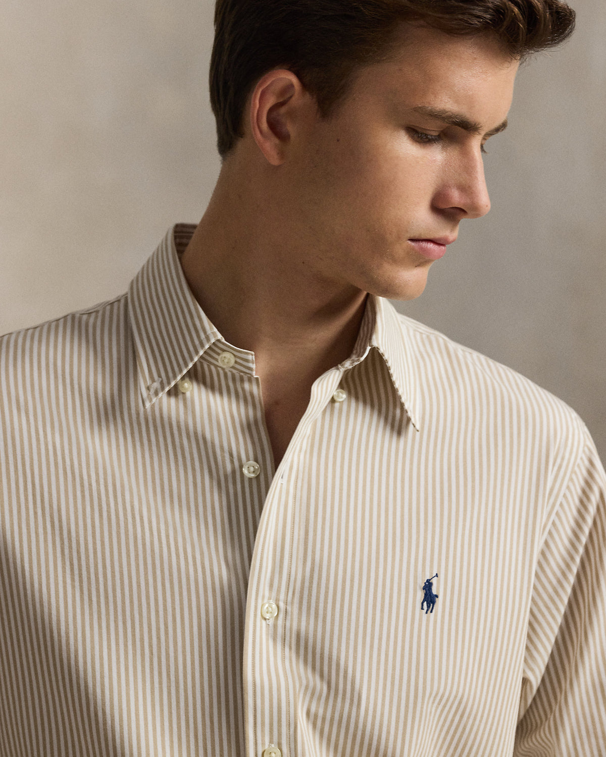 CAMISA CUSTOM FIT POPELINA STRETCH COASTAL BEIGE