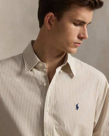 CAMISA CUSTOM FIT POPELINA STRETCH COASTAL BEIGE