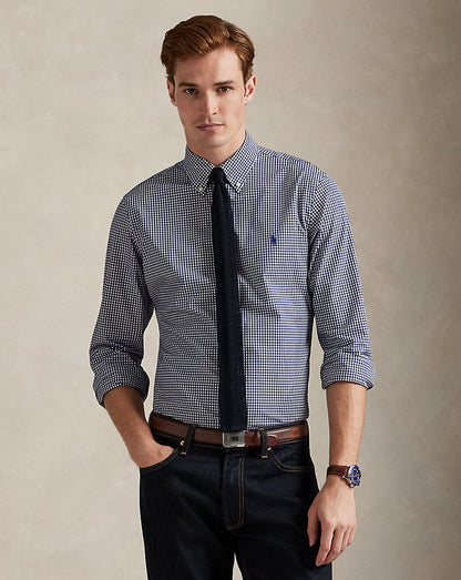 CAMISA  CUSTOM FIT EN POPELINA STRETCH NEWPORT NAVY/WHITE
