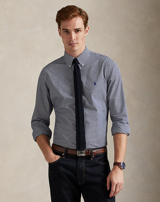 CAMISA  CUSTOM FIT EN POPELINA STRETCH NEWPORT NAVY/WHITE
