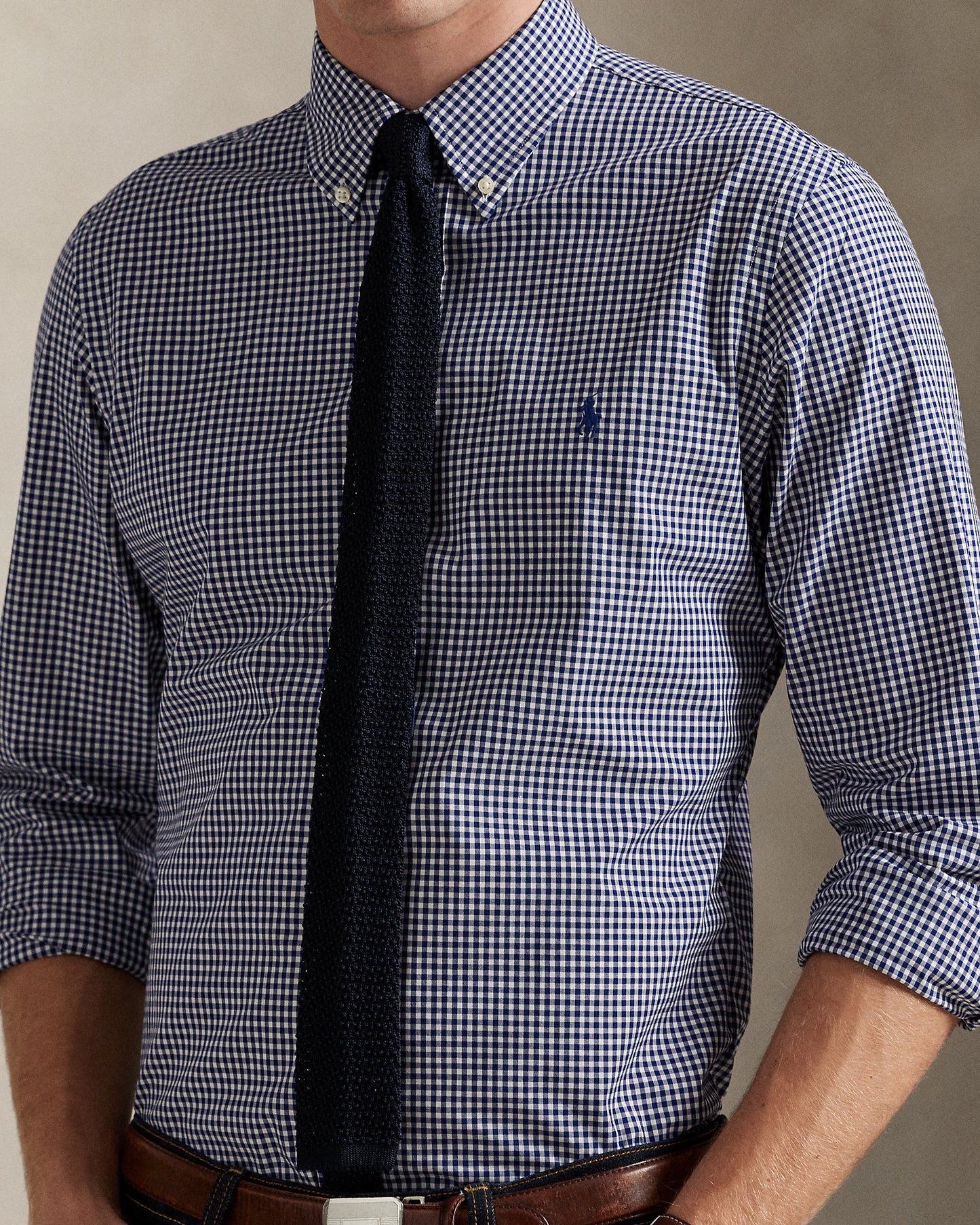 CAMISA  CUSTOM FIT EN POPELINA STRETCH NEWPORT NAVY/WHITE