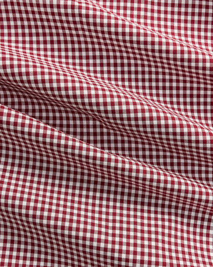 CAMISA CUSTOM FIT  EN POPELINA STRETCH A CUADROS VINO