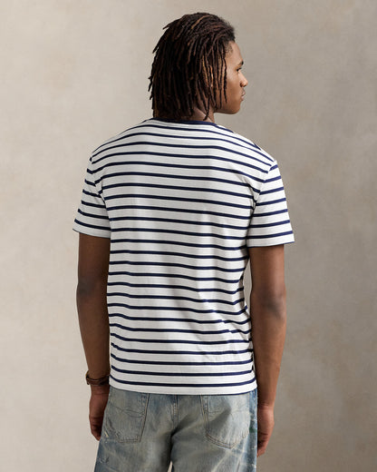 CAMISETA CLASSIC FIT DE ALGODON DE PUNTO A RAYAS NAVY