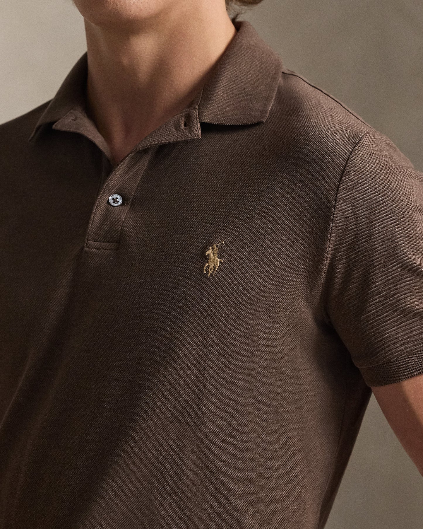 POLO DE PIQUÉ CUSTOM SLIM FIT NUTMEG BROWN HEATHER