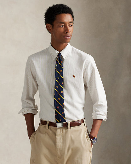 CAMISA CUSTOM FIT COASTAL EN OXFORD  BEIGE STRIPED