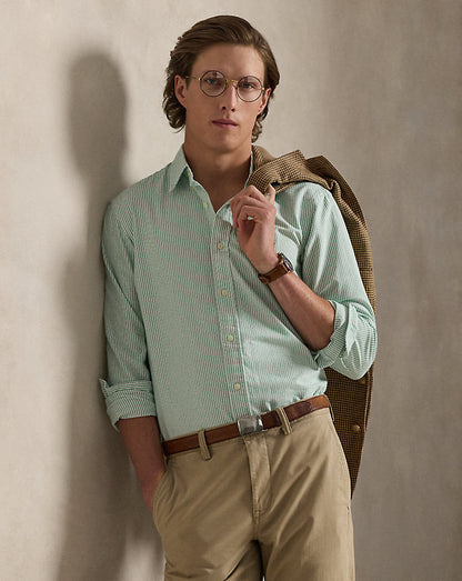 CAMISA CUSTOM FIT COASTAL EN OXFORD CRUISE GREEN STRIPED
