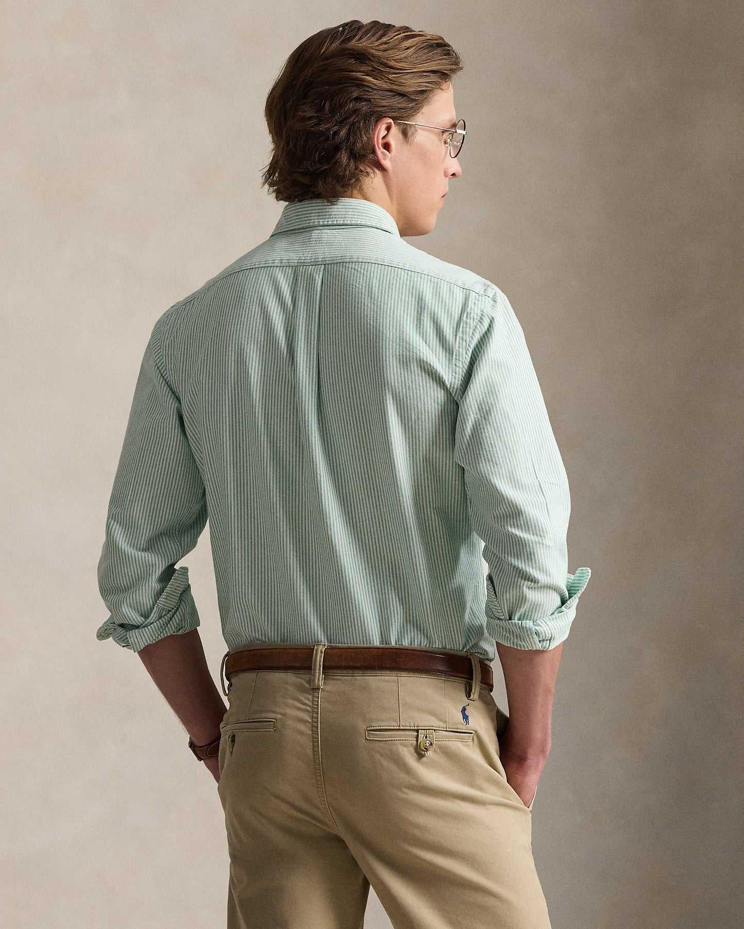 CAMISA CUSTOM FIT COASTAL EN OXFORD CRUISE GREEN STRIPED