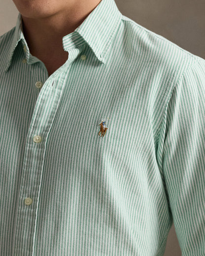 CAMISA CUSTOM FIT COASTAL EN OXFORD CRUISE GREEN STRIPED