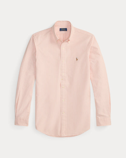 CAMISA CUSTOM FIT  EN OXFORD PEACH /WHITE STRIPED
