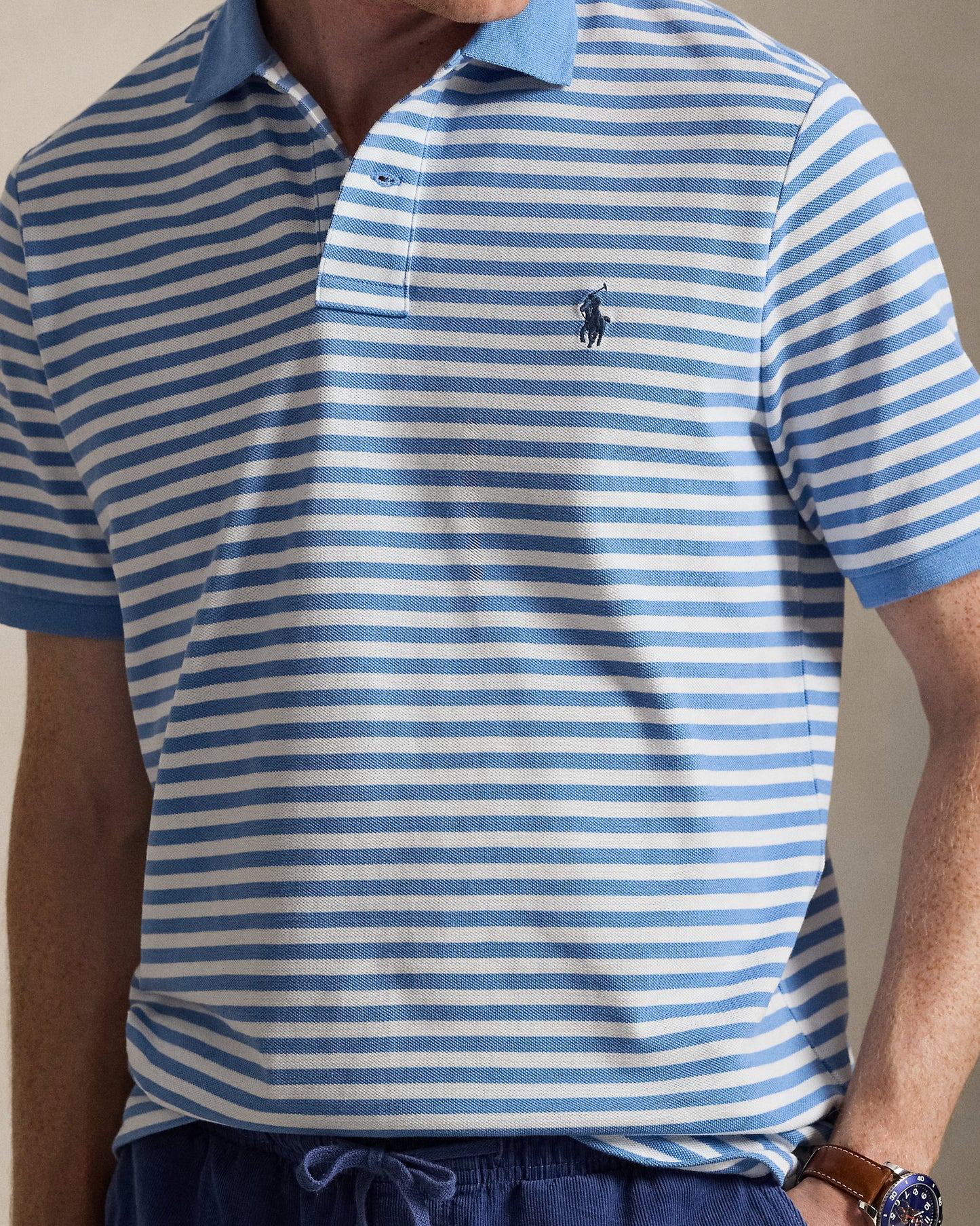 POLO DE PIQUÉ CUSTOM SLIM FIT BRISTOL BLUE STRIPED