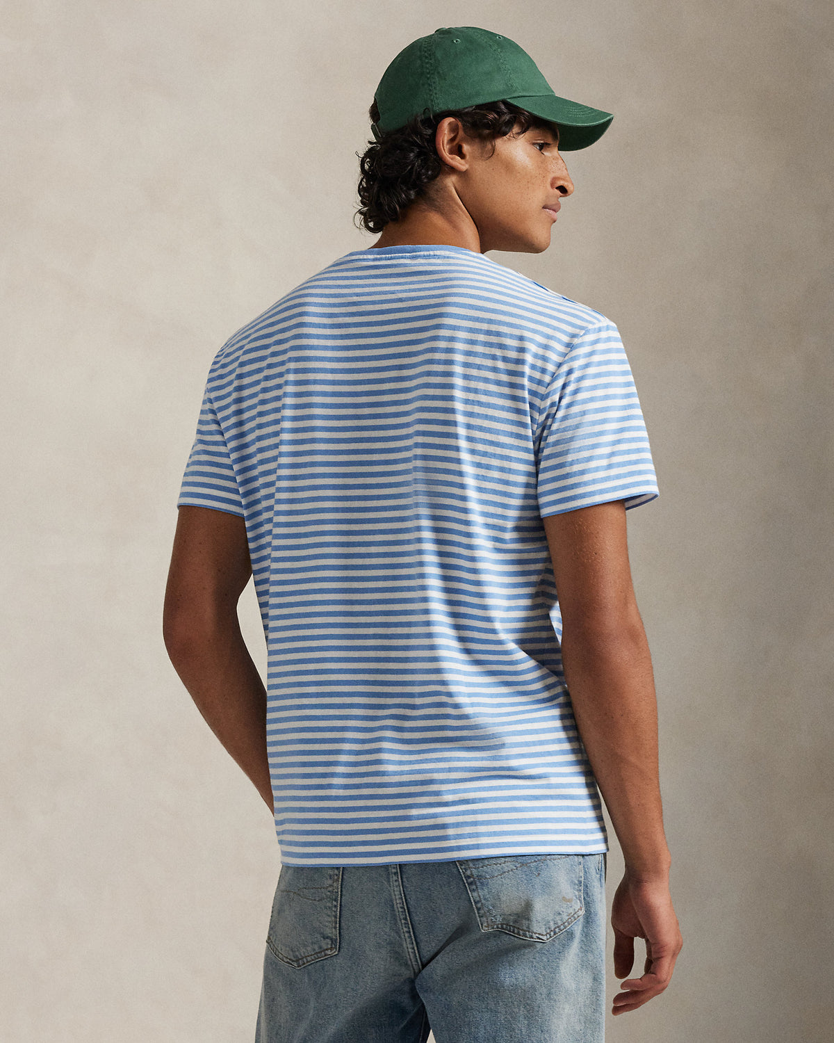 CAMISETA CUSTOM SLIM FIT DE ALGODON DE PUNTO BRISTOL BLUE STRIPED