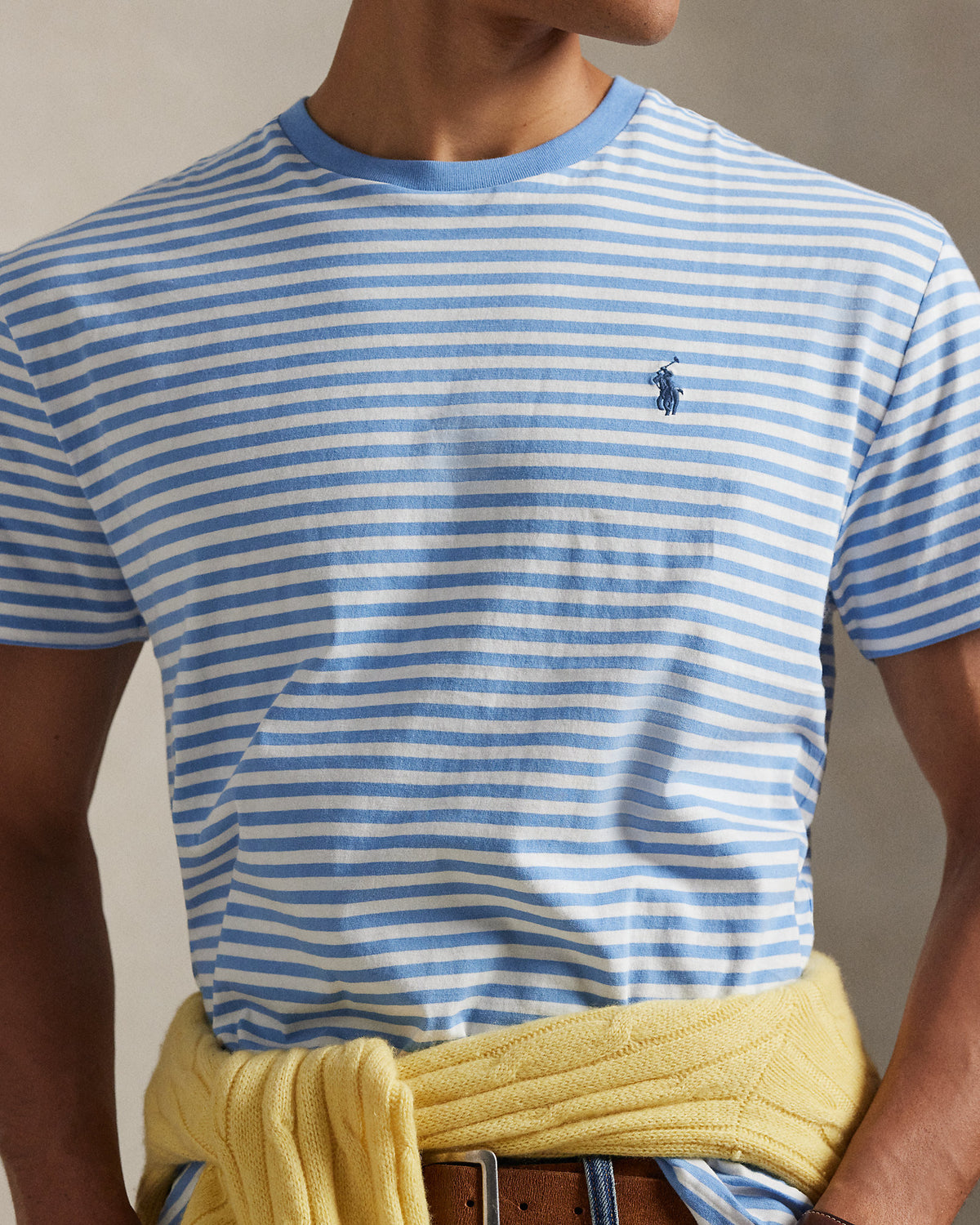 CAMISETA CUSTOM SLIM FIT DE ALGODON DE PUNTO BRISTOL BLUE STRIPED