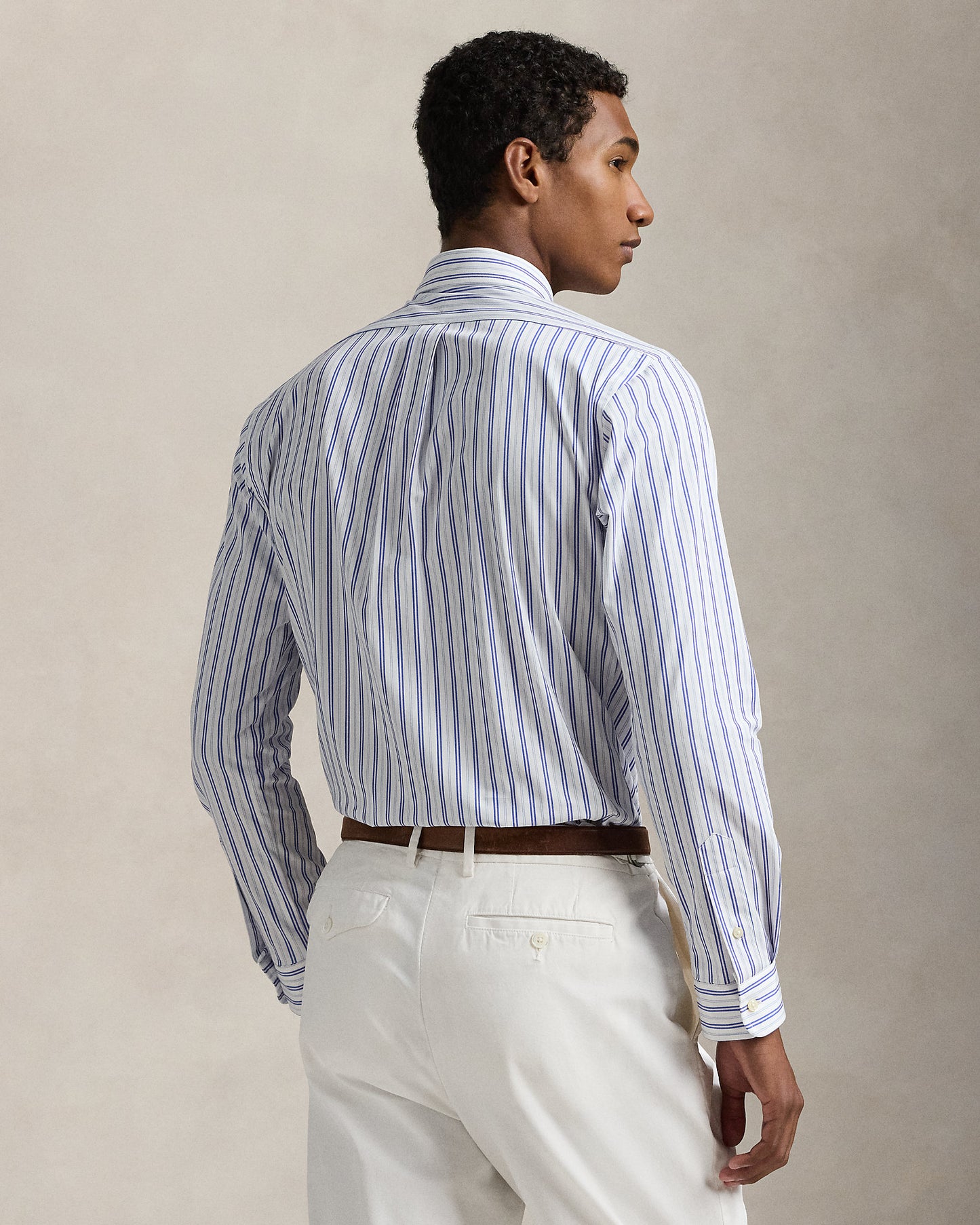 CAMISA CUSTOM FIT DE POPELINA STRETCH WHITE BLUE
