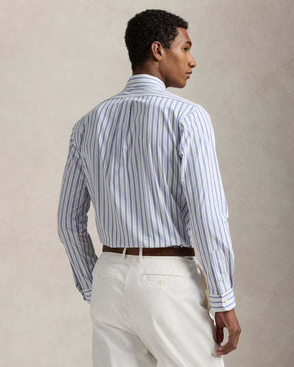 CAMISA CUSTOM FIT DE POPELINA STRETCH WHITE BLUE