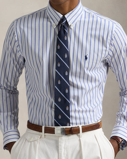 CAMISA CUSTOM FIT DE POPELINA STRETCH WHITE BLUE