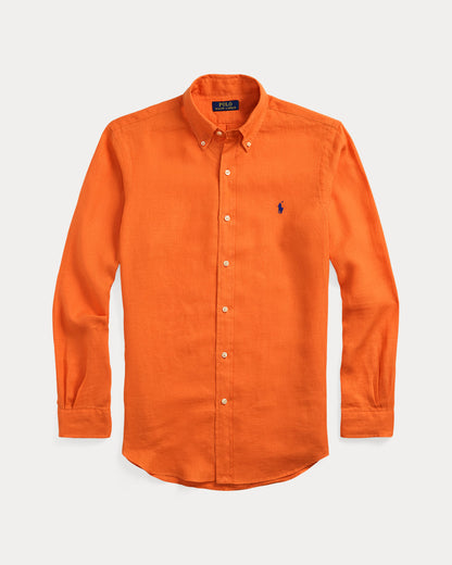 CAMISA CUSTOM FIT DE LINO NARANJA