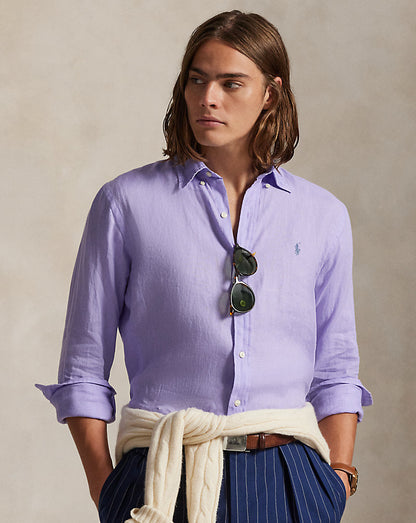 CAMISA CUSTOM FIT EN LINO SKY LEVANDER
