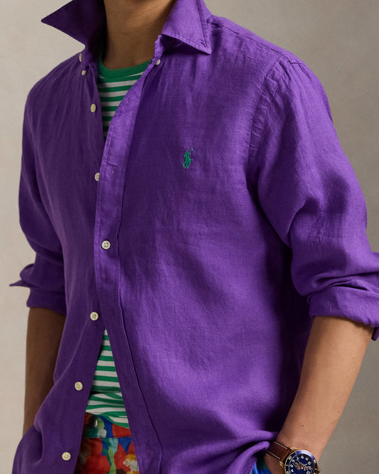 CAMISA CUSTOM FIT EN LINO LIGERO LINO DEEP PURPLE