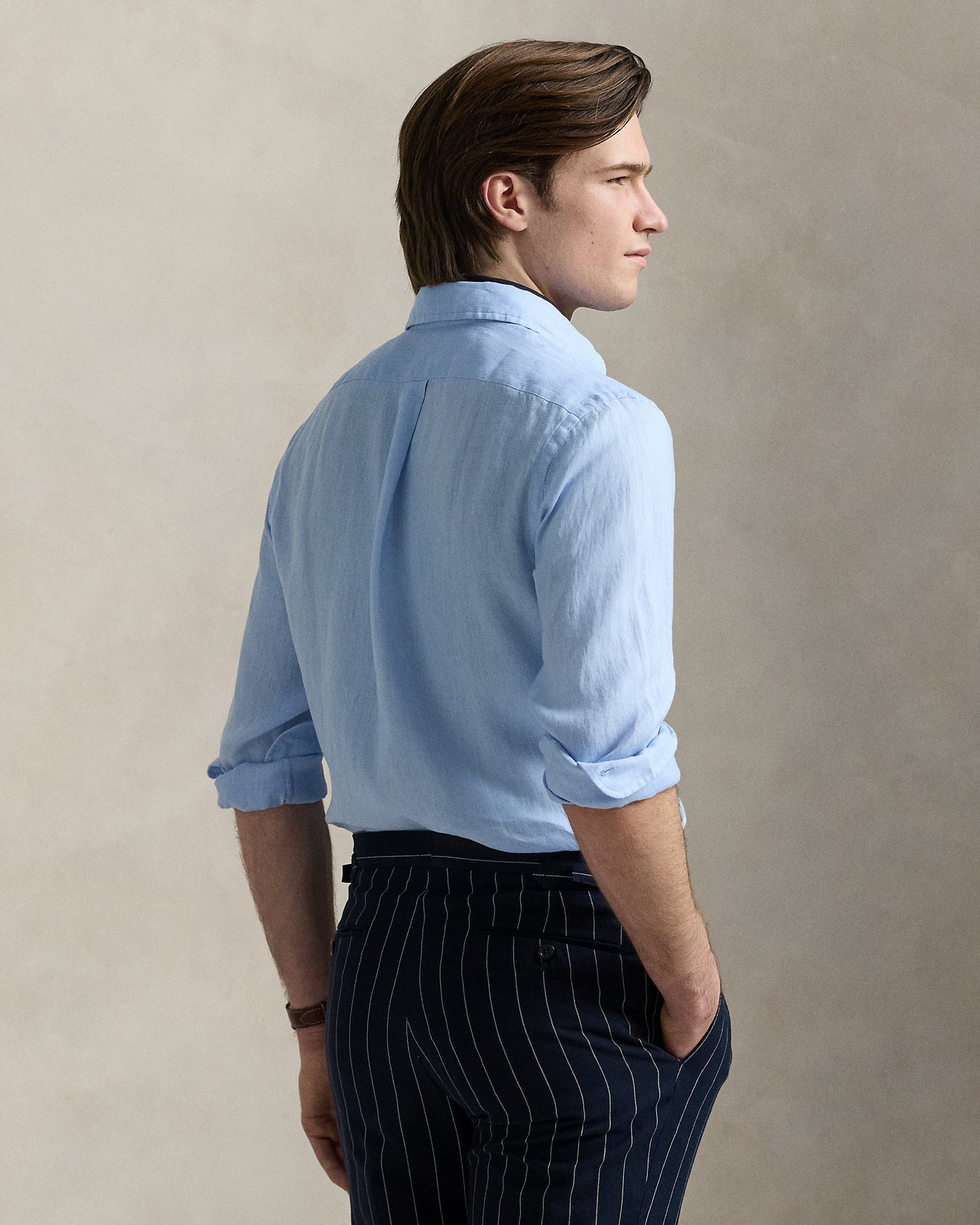 CAMISA CUSTOM FIT DE LINO OFFICE BLUE