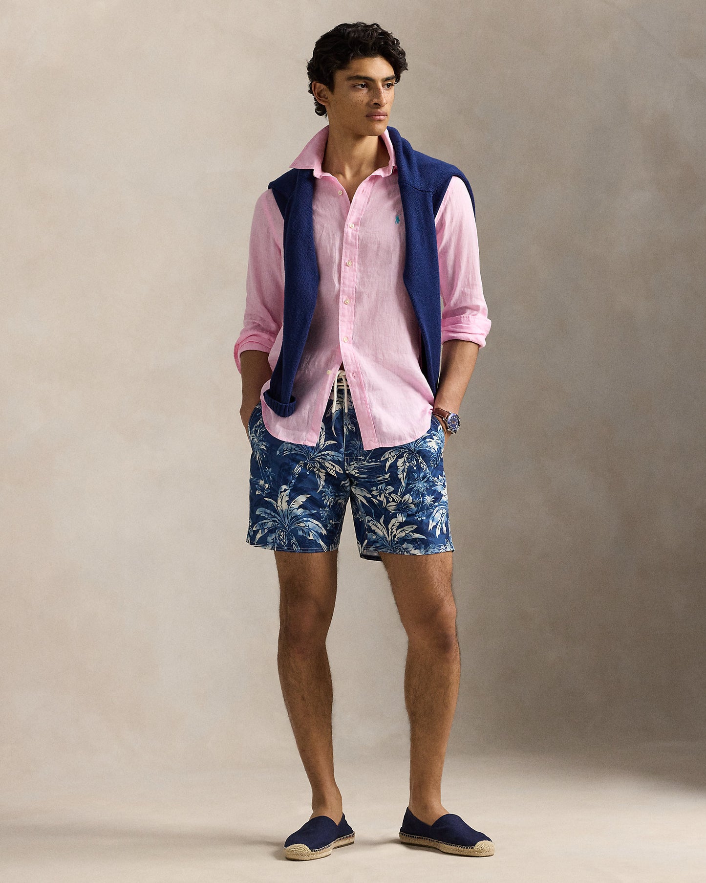 CAMISA DE LINO CUSTOM FIT CARMEL PINK