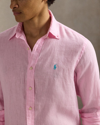 CAMISA DE LINO CUSTOM FIT CARMEL PINK