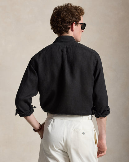 CAMISA CUSTOM FIT  DE LINO LIGERO RL BLACK