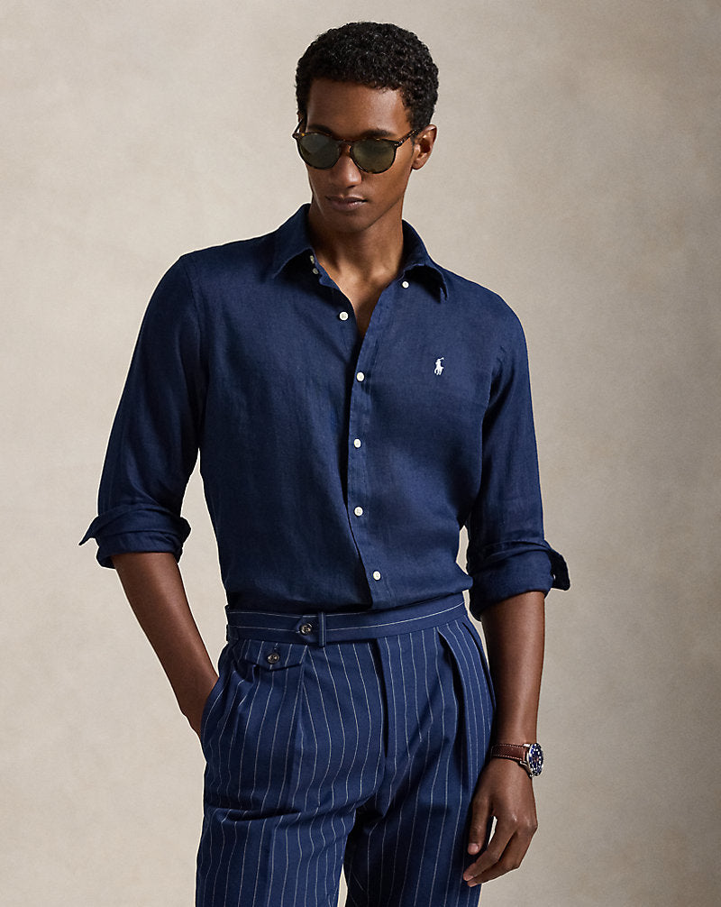 CAMISA DE LINO LIGERO  CUSTOM FIT NEWPORT NAVY