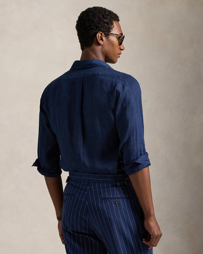 CAMISA DE LINO LIGERO  CUSTOM FIT NEWPORT NAVY