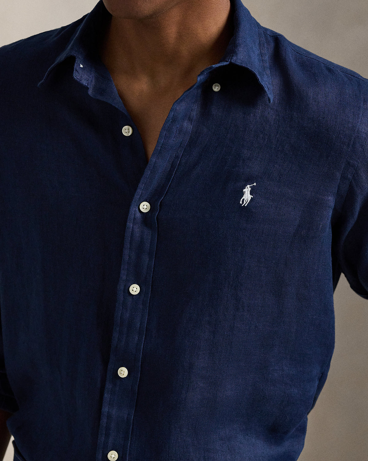 CAMISA DE LINO LIGERO  CUSTOM FIT NEWPORT NAVY