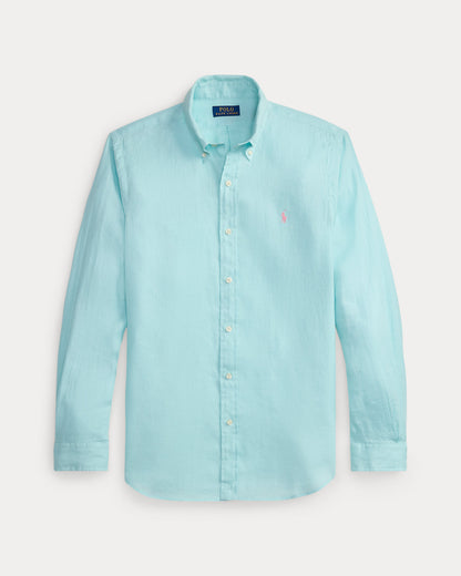 CAMISA DE LINO LIGERO  CUSTOM FIT NEW AQUA