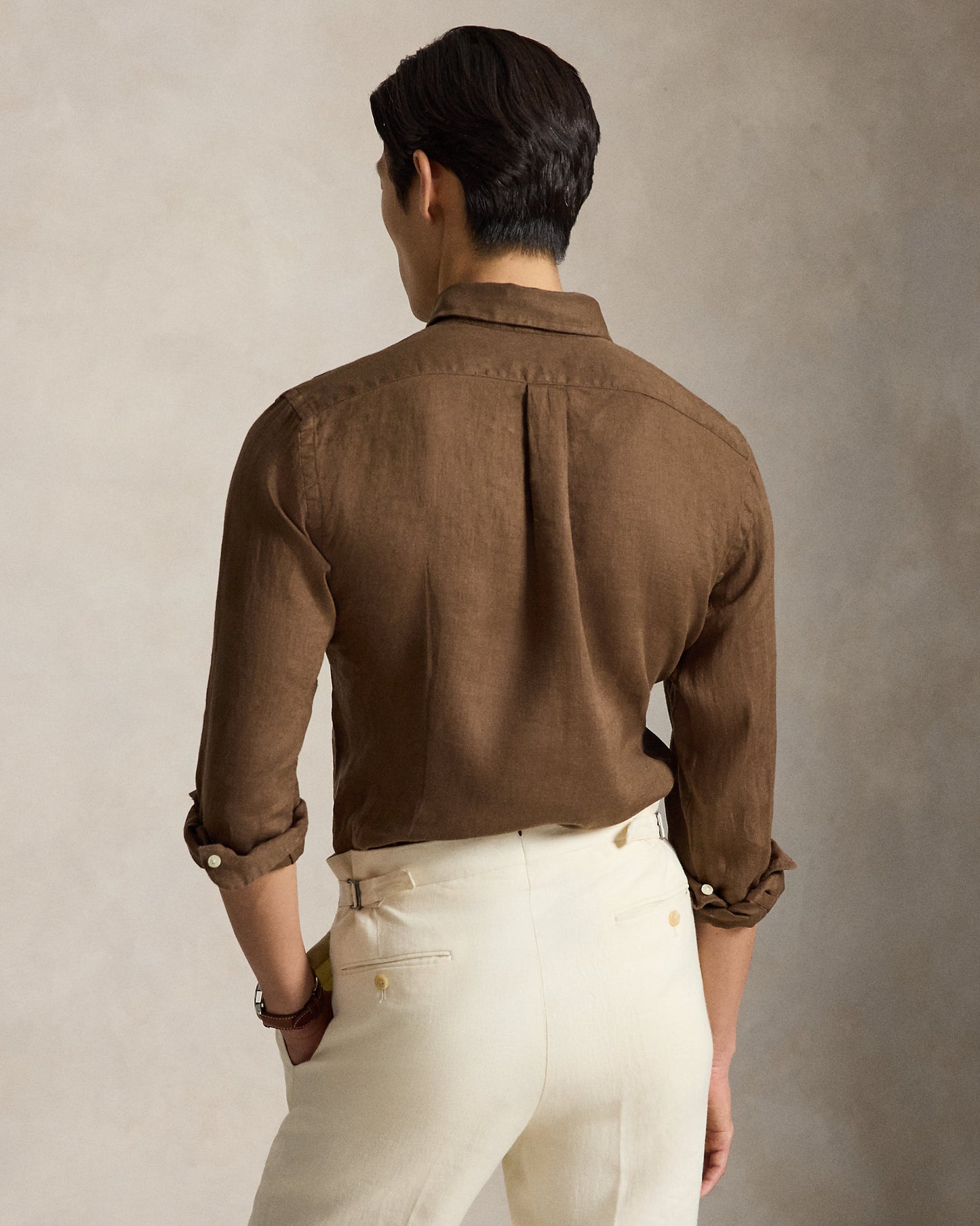 CAMISA DE LINO LIGERO  CUSTOM FIT CHESTNUT