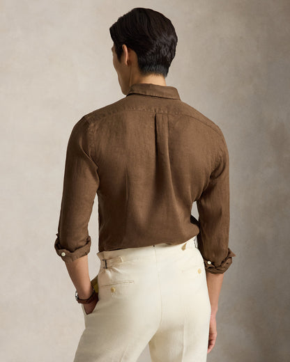 CAMISA DE LINO LIGERO  CUSTOM FIT CHESTNUT