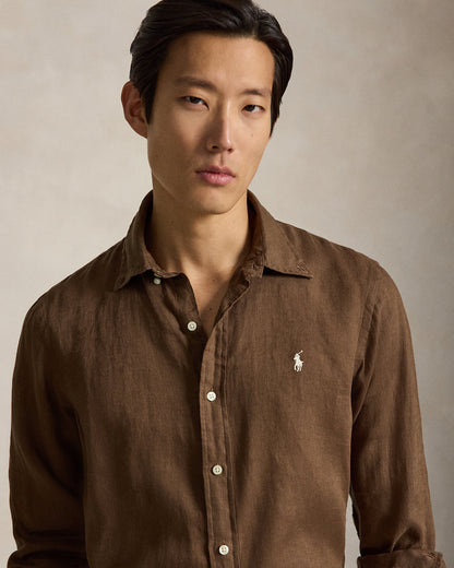 CAMISA DE LINO LIGERO  CUSTOM FIT CHESTNUT