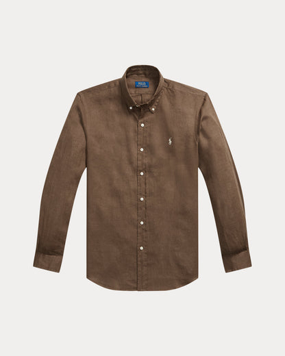 CAMISA DE LINO LIGERO  CUSTOM FIT CHESTNUT