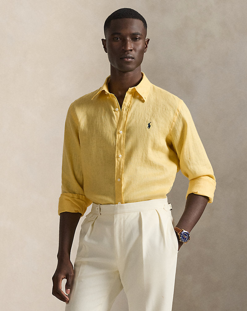 CAMISA DE LINO LIGERO  CUSTOM FIT CORN YELLOW
