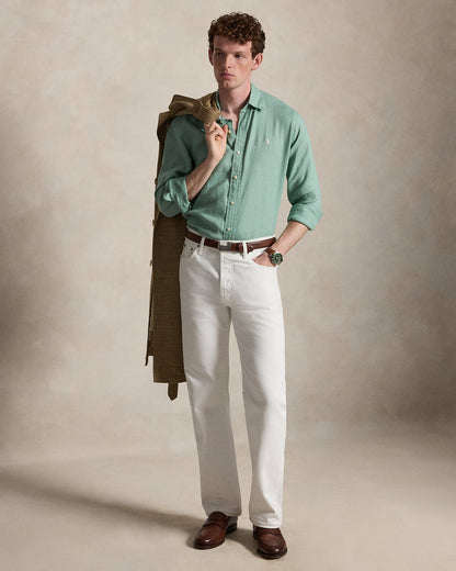 CAMISA DE LINO LIGERO  CUSTOM FIT FADED MINT