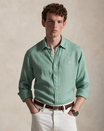 CAMISA DE LINO LIGERO  CUSTOM FIT FADED MINT