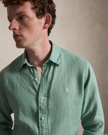 CAMISA DE LINO LIGERO  CUSTOM FIT FADED MINT