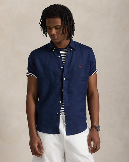 CAMISA DE LINO CUSTOM FIT NEWPORT NAVY