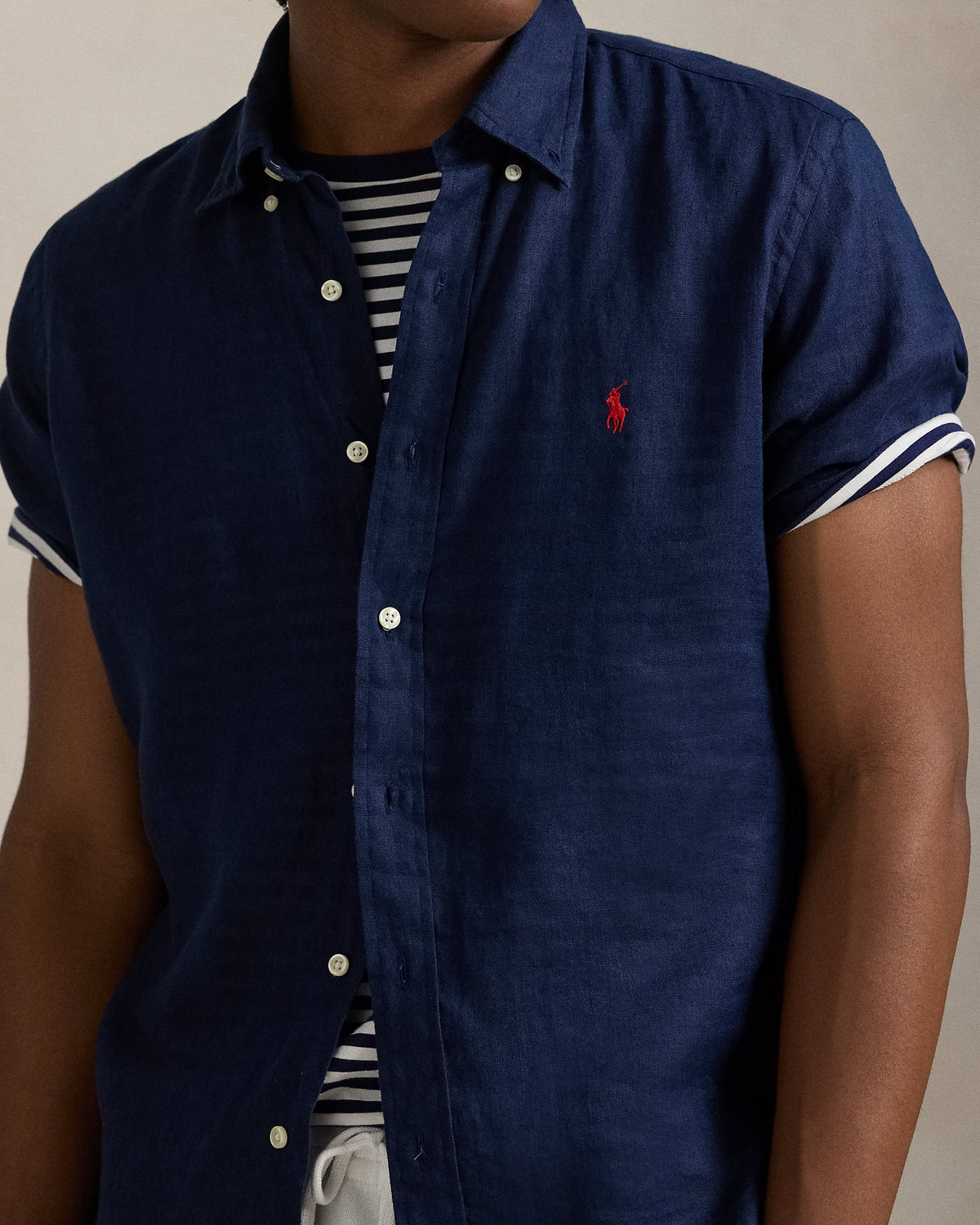 CAMISA DE LINO CUSTOM FIT NEWPORT NAVY