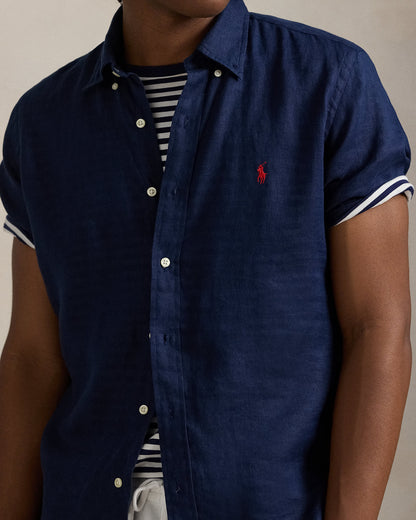 CAMISA DE LINO CUSTOM FIT NEWPORT NAVY