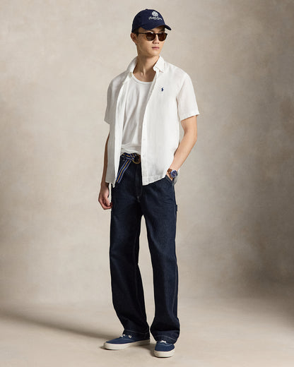 CAMISA MANGA CORTA DE LINO LIGERO CUSTOM FIT WHITE