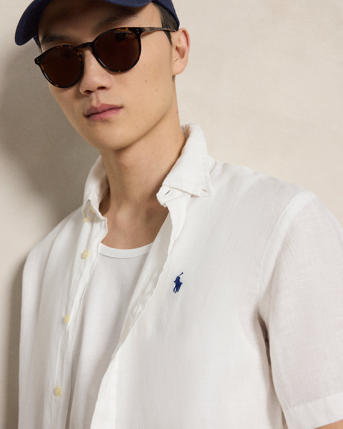 CAMISA MANGA CORTA DE LINO LIGERO CUSTOM FIT WHITE